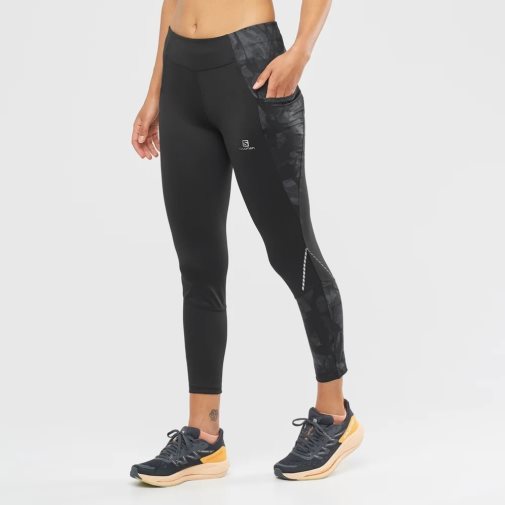 Black Salomon Cross Run 25'' Women's Running Tights | IE PE2974